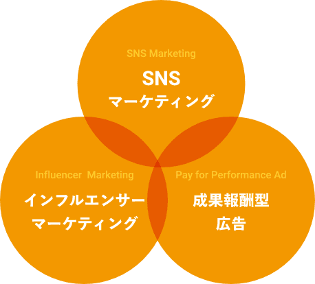 SNS、インフルエンサー、広告3つの事業の柱